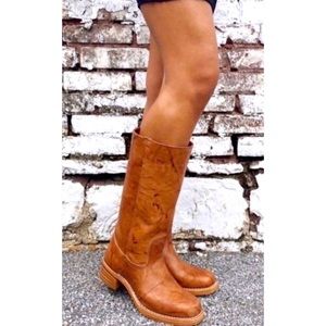 Frye Campus 14L Boots Size 9 Saddle Cognac Leather Square Toe Pull On Western
